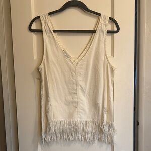 American Eagle Fringed Cream Sleeveless Top